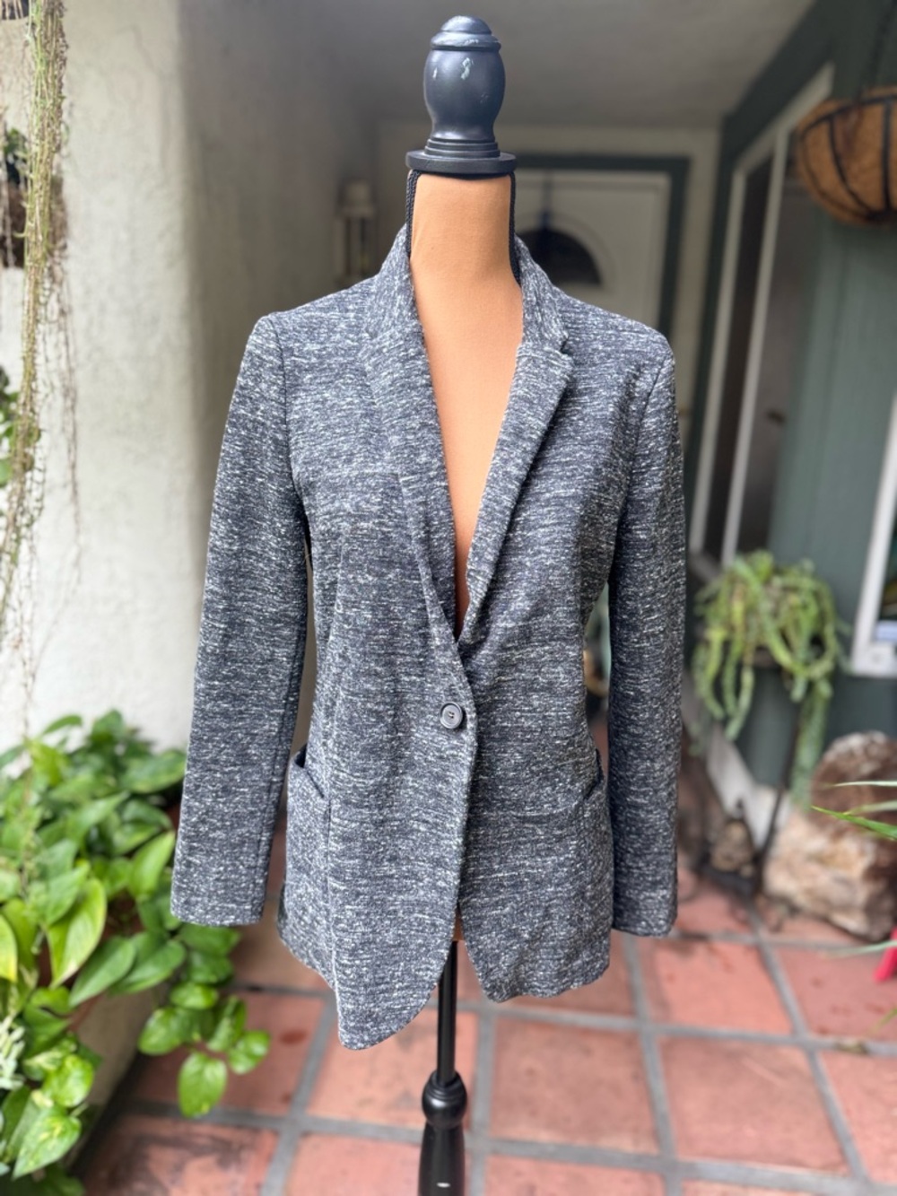 GBTSO Women's Gray Knit Blazer Jacket Sz Medium